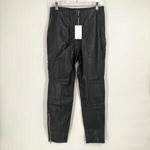 Lovers + Friends pants womens medium M black faux leather zip ankle rock emo